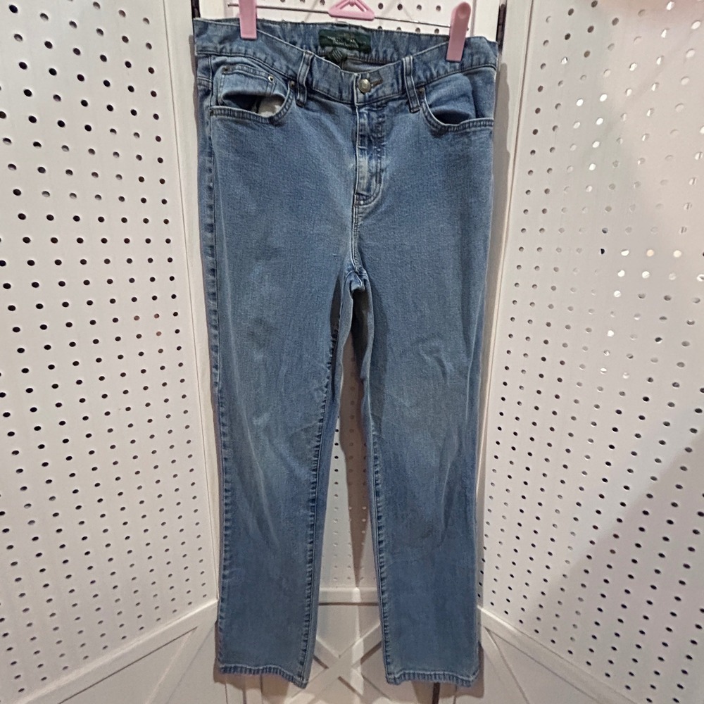 LRL Ralph Lauren Jeans Co Denim Light Wash Straight Leg Pants Size 8